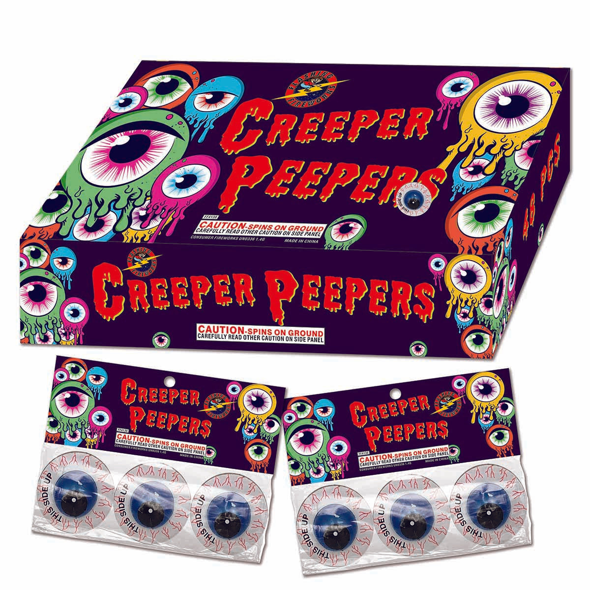 Creeper Peepers Spinners and Flyers Flashing Fireworks