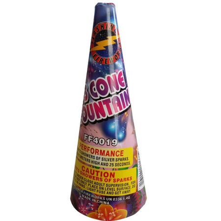 Number 3 Assorted Cone Fountain  (6" Cone) by Flashing Fireworks Wholesale