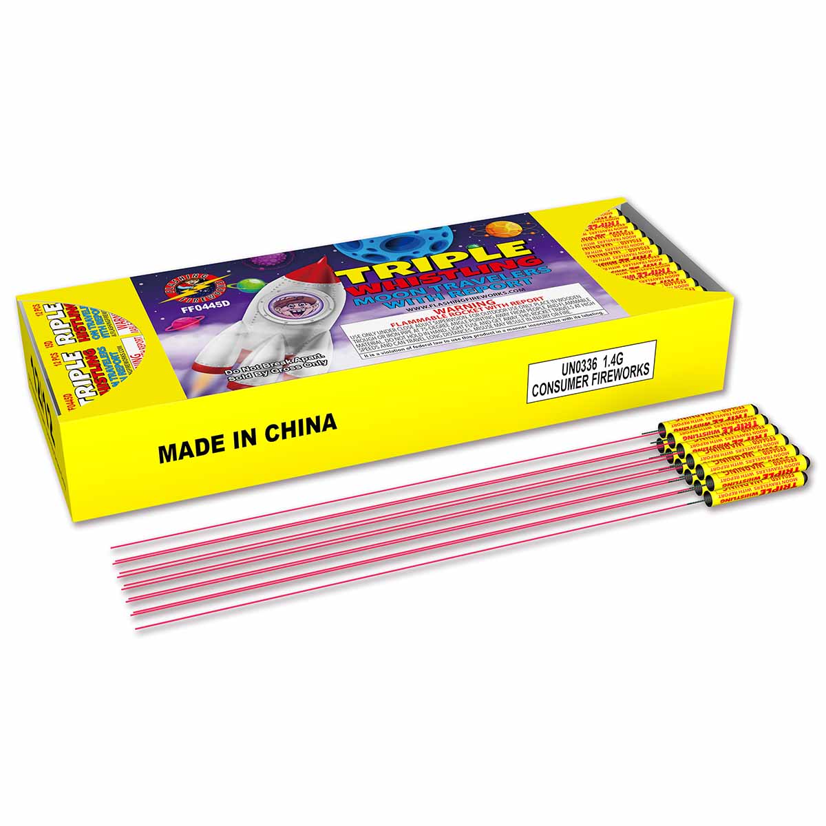 Triple Whistling Moon Traveler | Stick Rockets | Flashing Fireworks