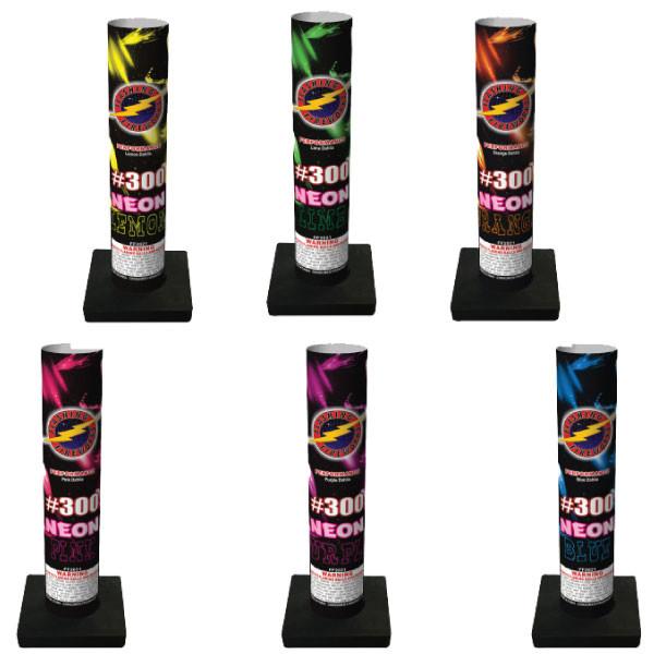 Number 300 Neon Single Shot tube by Flashing Fireworks Wholesale