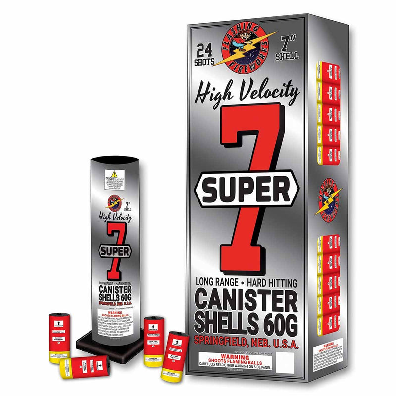 Super 7 Canister Shells by Flashing Fireworks Wholesale